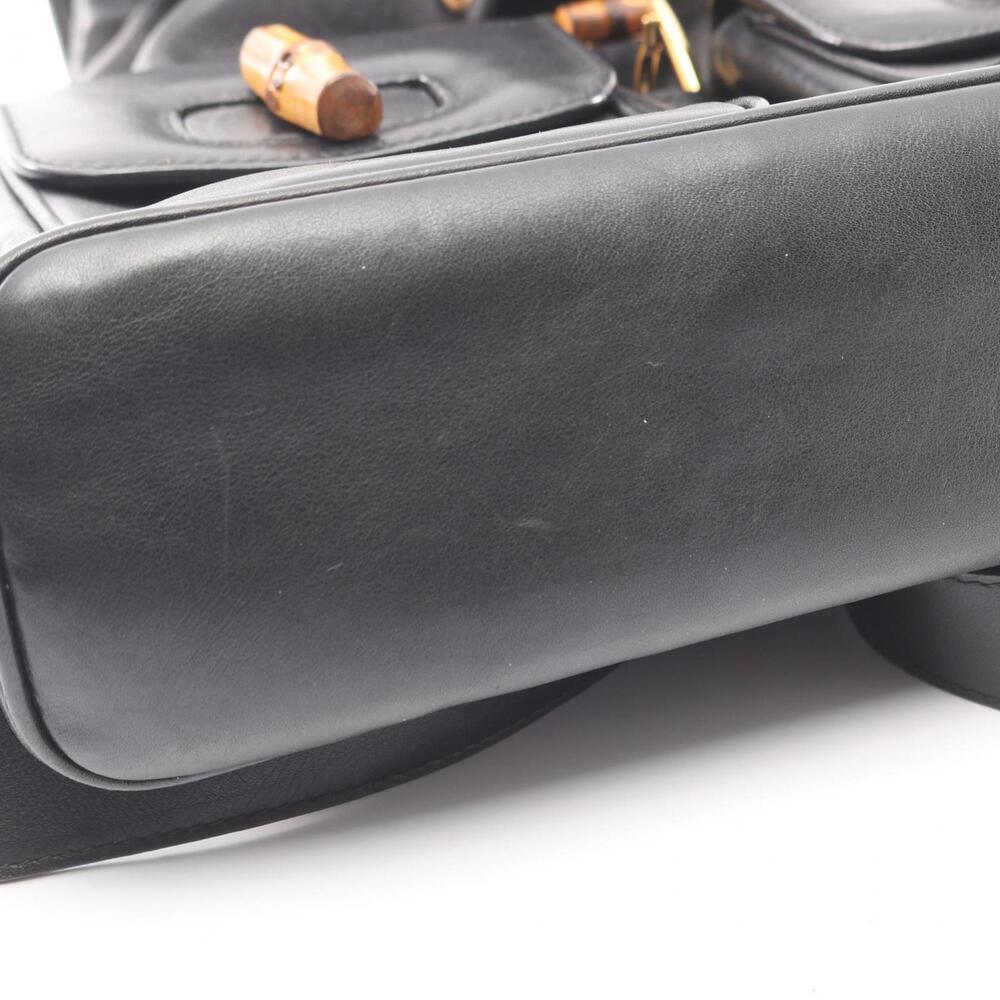 GUCCI Black Leather Bamboo Backpack - Picture 5 of 9